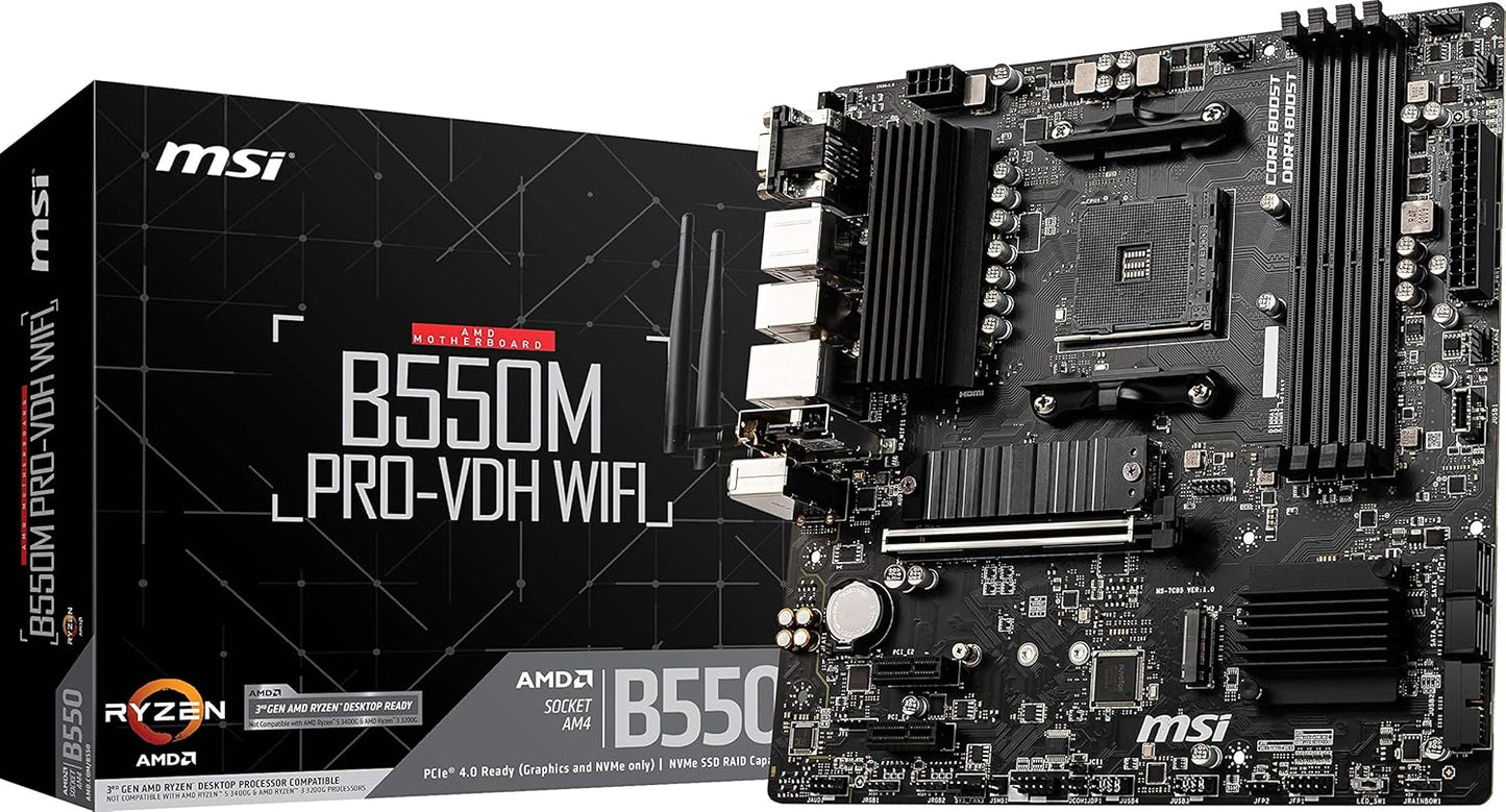 MSI B550M PRO-VDH WIFI AMD Ryzen Micro-ATX Motherboard