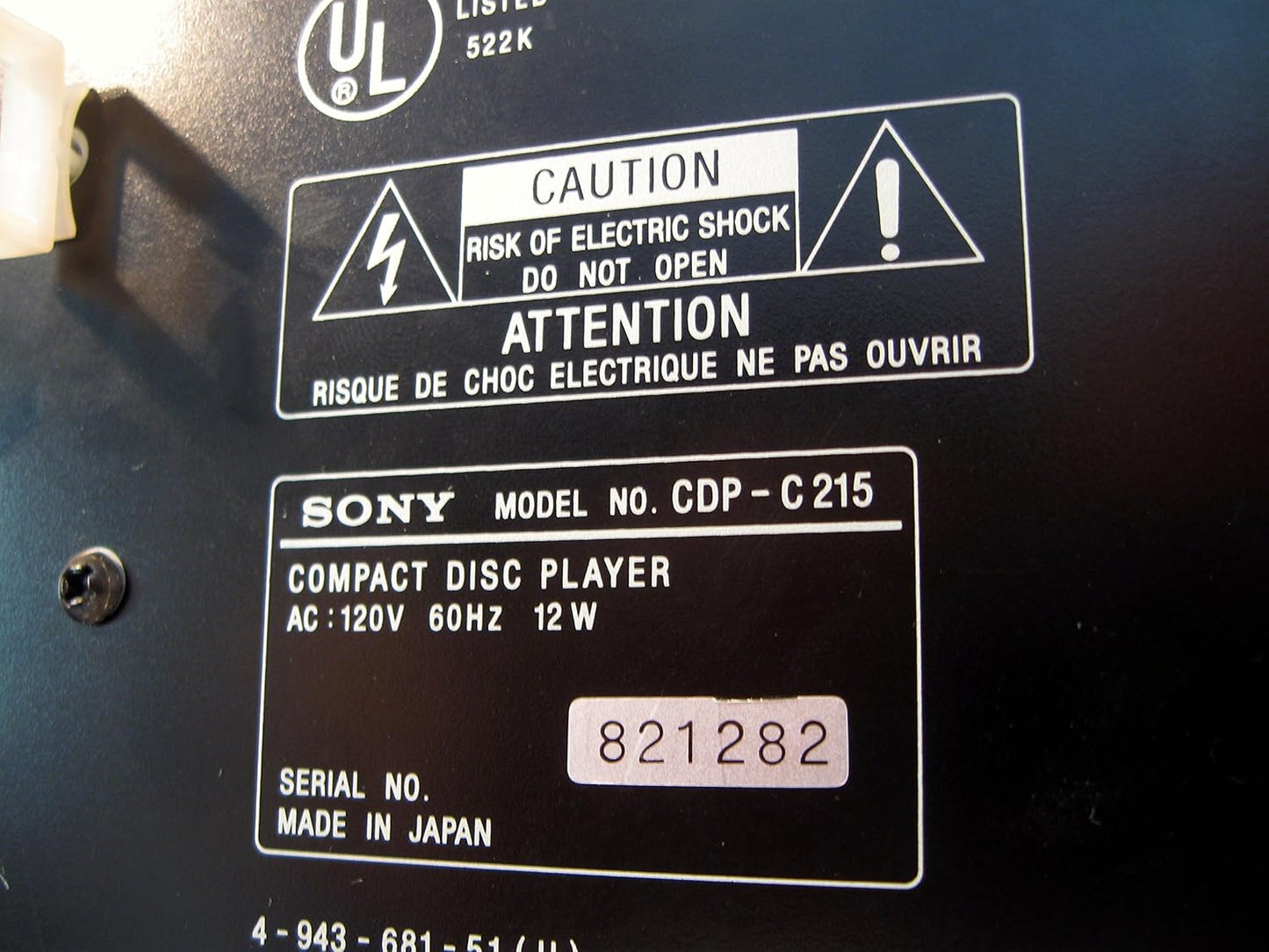 Sony CDP-C215 5-Disc CD Player Carousel Tray