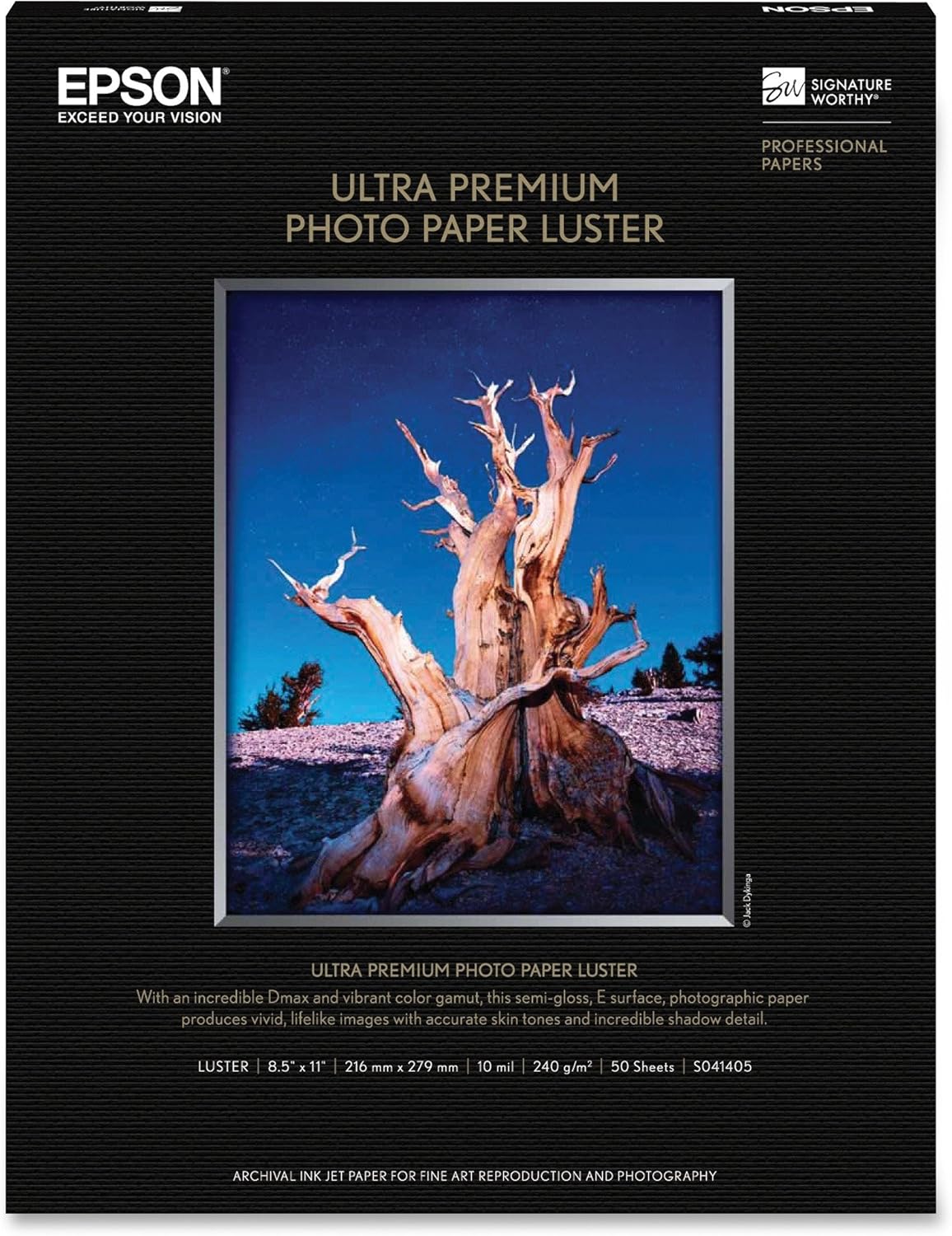 Epson S041405 Ultra Premium Photo Paper, Luster, 8.5x11, 50 Sheets