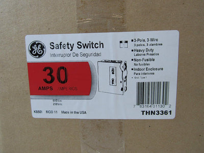 GE THN3361 30A 600V 3Ph N1 Non-Fused Switch
