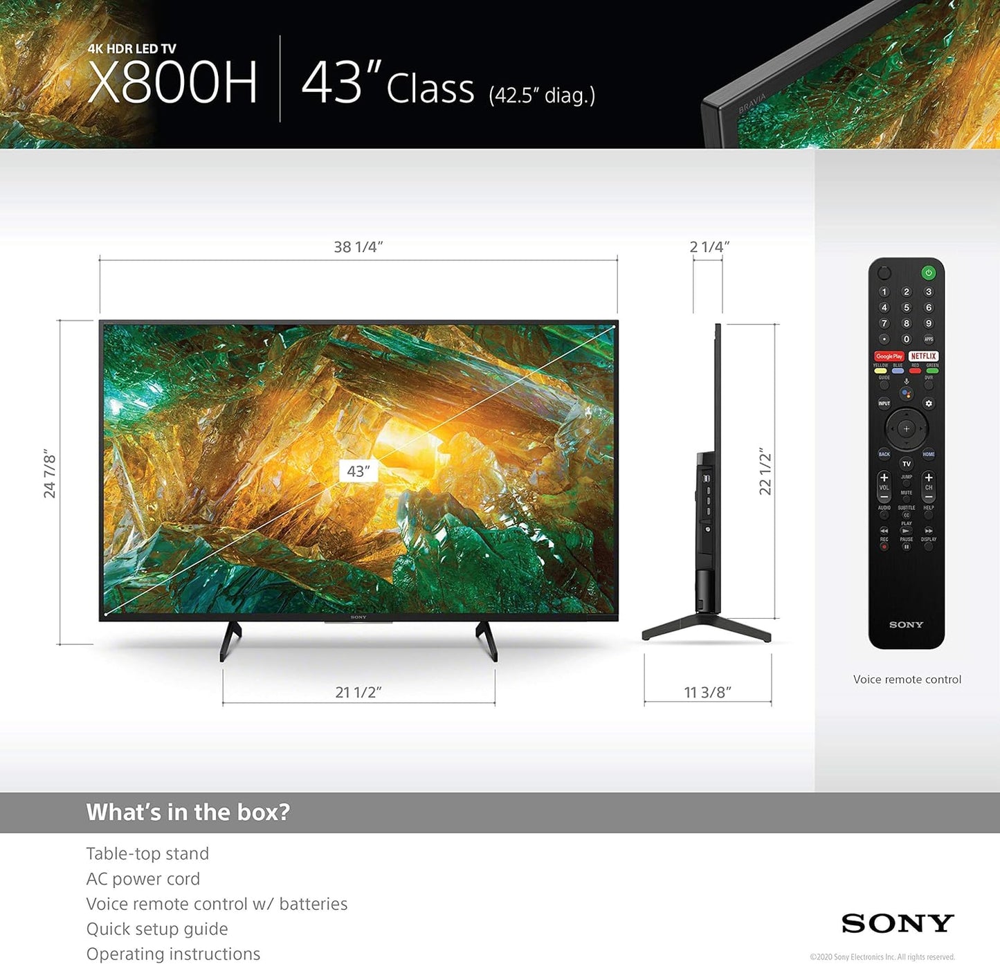 Sony XBR-43X800H 43" 4K Android TV Bundle