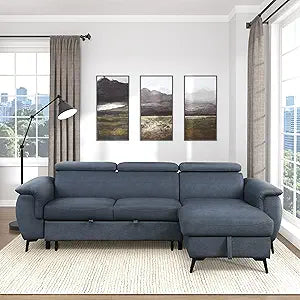 Lexicon 194840176213 Dentsville Blue Reversible Sofa Sleeper