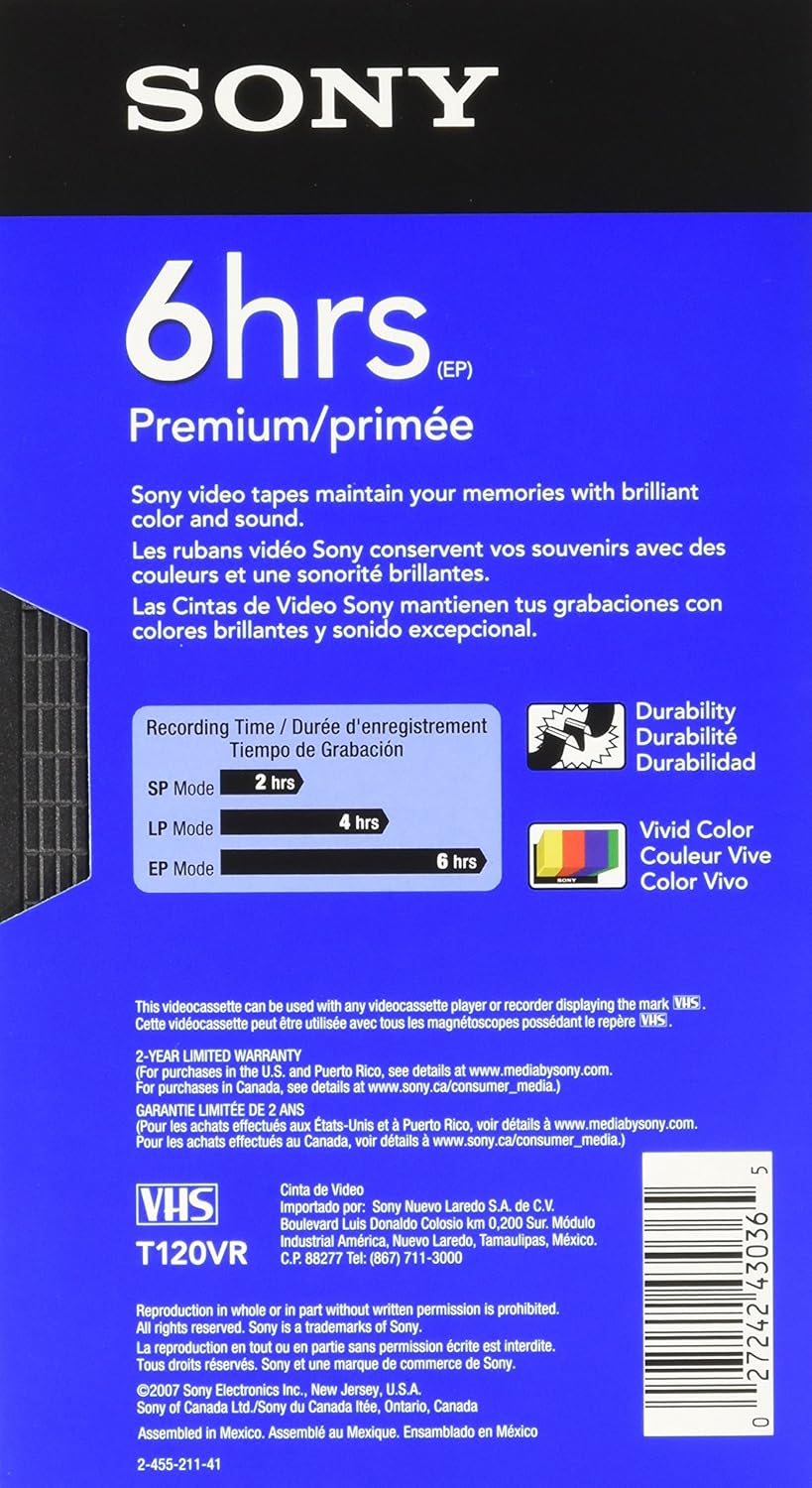Sony T120V Premium S-VHS Videocassette
