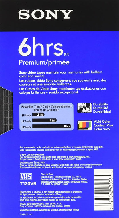 Sony T120V Premium S-VHS Videocassette
