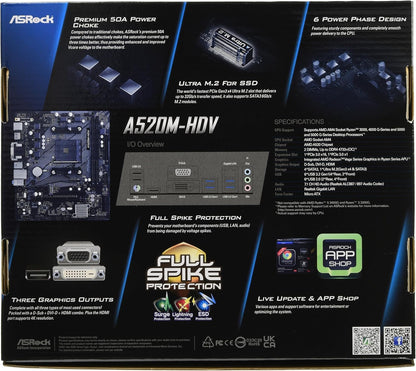 ASRock A520M-HDV AMD Ryzen AM4 Motherboard