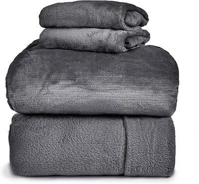 Spyder 194382108161 Plush Warm Fleece Twin Sheet Set - Dark Gray