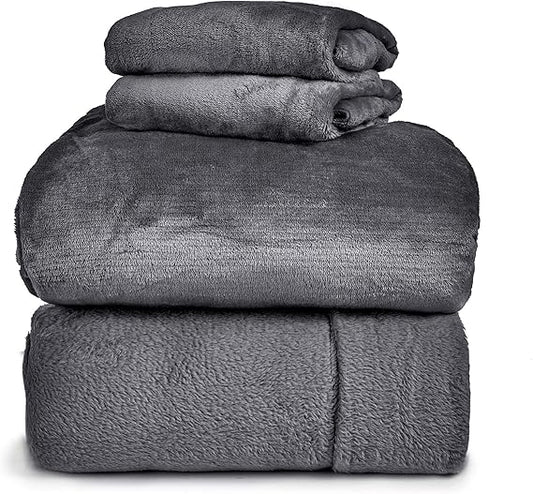 Spyder 194382108161 Plush Warm Fleece Twin Sheet Set - Dark Gray