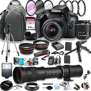 Canon EOS 4000D DSLR Camera + Lens & Bundle