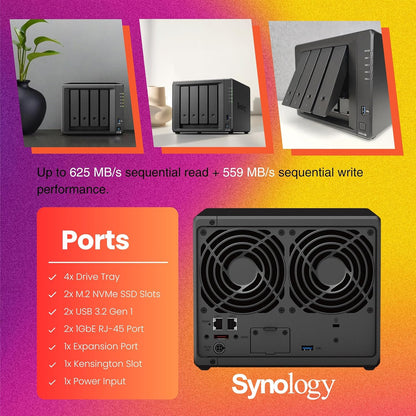 Synology NAS DS923+ 4-Bay AMD Ryzen 2TB NVMe SSD