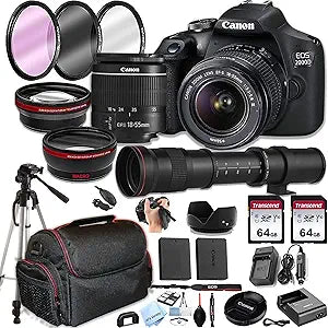 Canon EOS 2000D Rebel T7 DSLR Telephoto Bundle