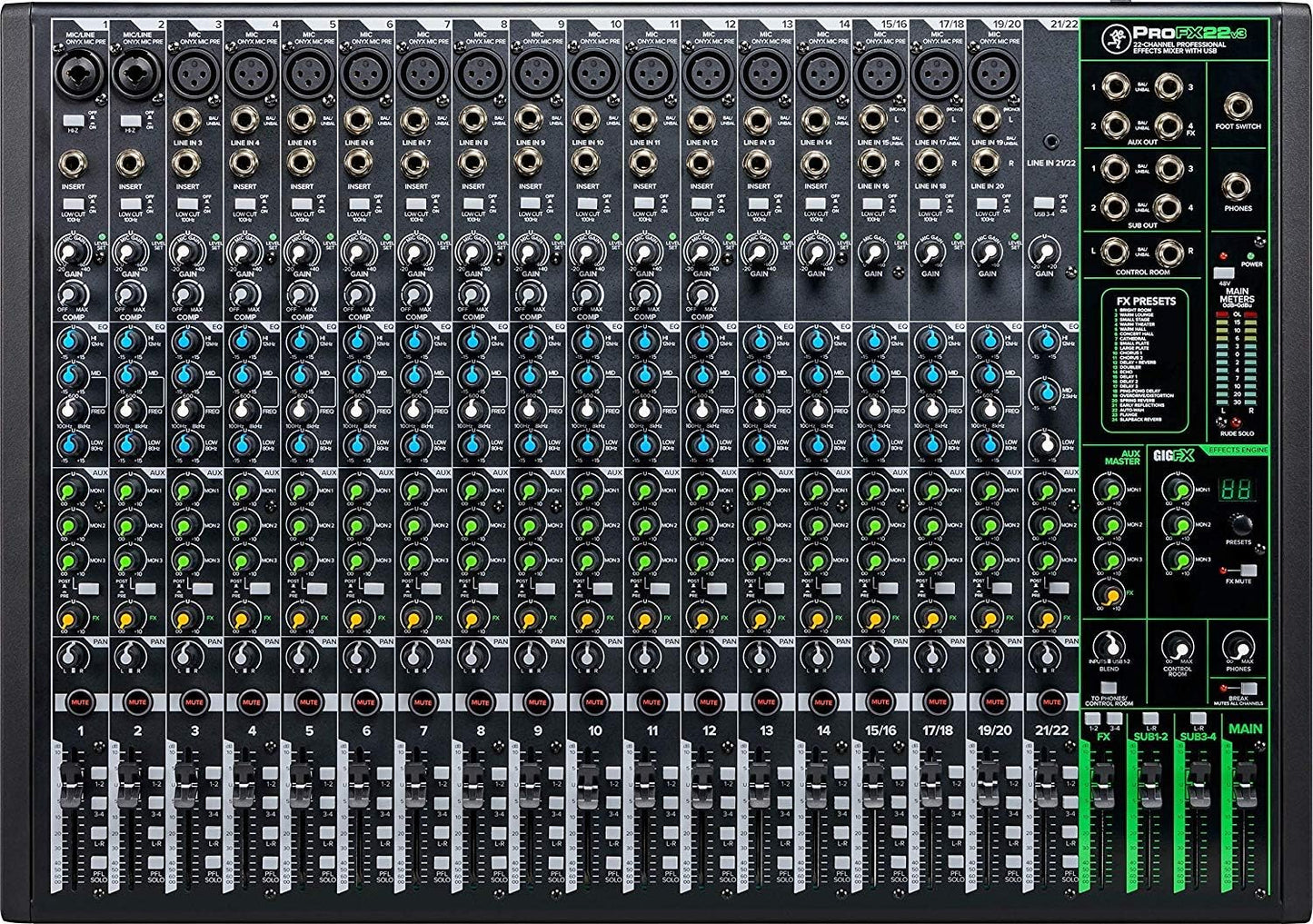Gravity PROFX22V3+TH02+XLR(2)+M Mackie ProFX22v3 Mixer Bundle