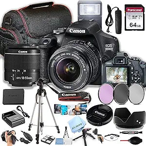 Canon 2000D Rebel T7 DSLR Camera 18-55mm Lens Bundle