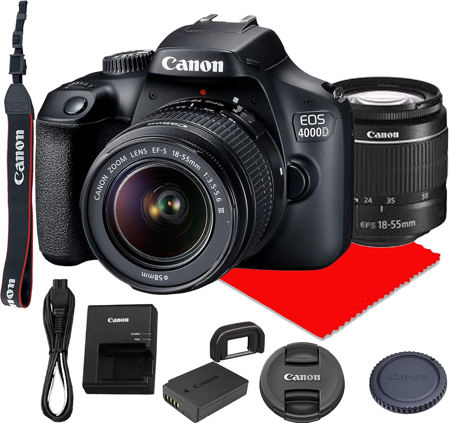 Canon EOS 4000D DSLR Camera 18-55mm Lens Renewed Bundle