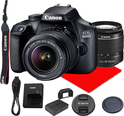 Canon EOS 4000D DSLR Camera 18-55mm Lens Renewed Bundle