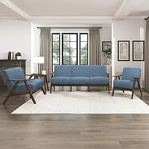 Lexicon Montana 3-Piece Blue Fabric Living Room Set