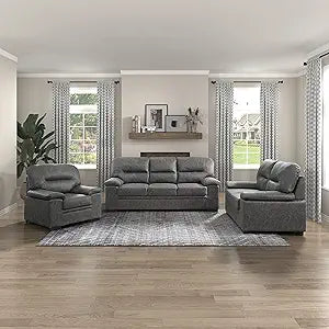 Lexicon 194840168911 EOLA 3-Piece Dark Gray Living Room Set