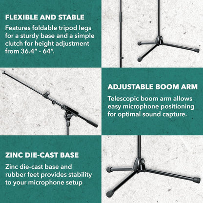 K&M 21080-500-55 Tripod Mic Stand Telescoping Boom German Made