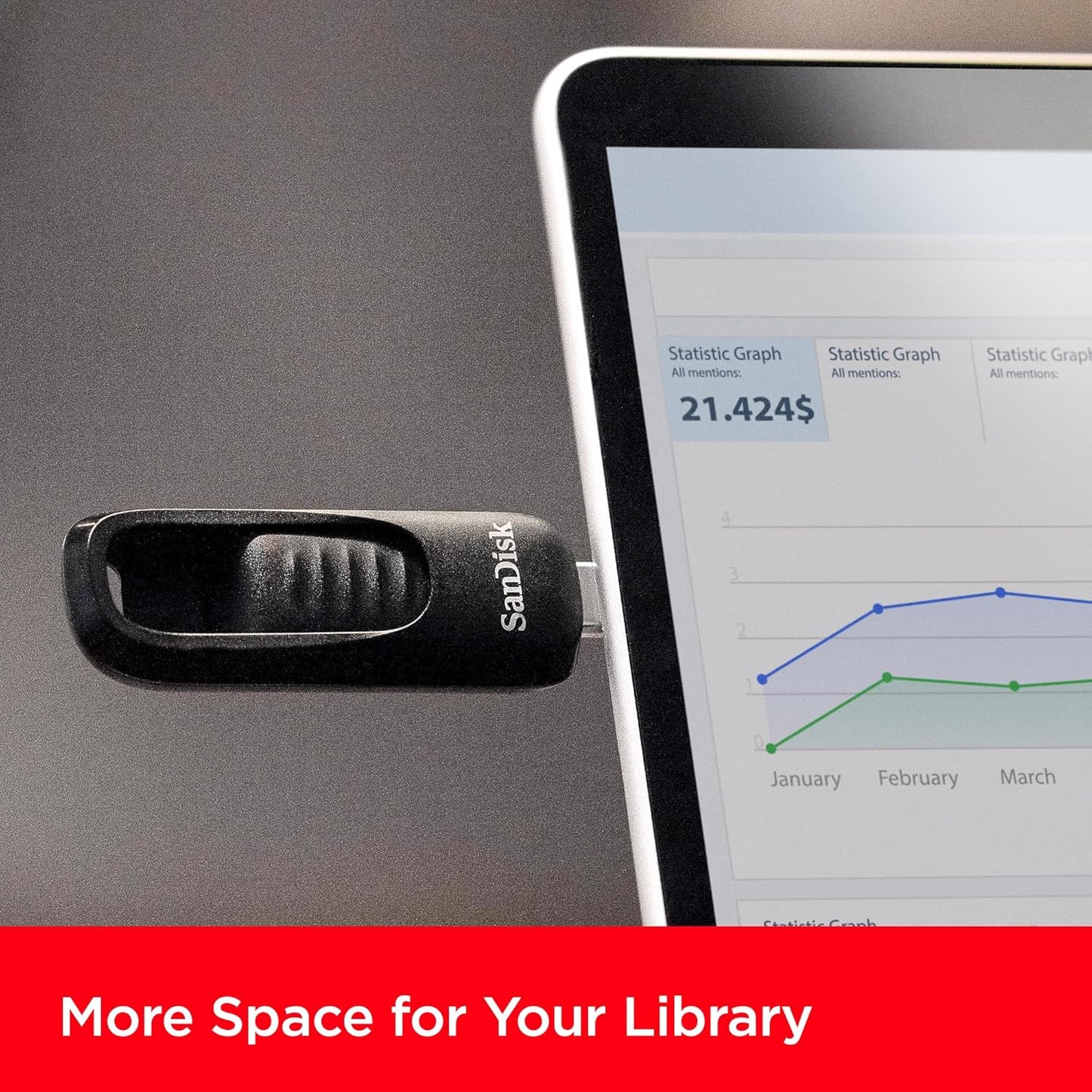 SanDisk SDCZ480-128G-G46 128GB Ultra Slider USB-C Flash Drive