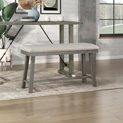 Lexicon 194840280576 Counter Height Dining Bench - Grey Padded Seat