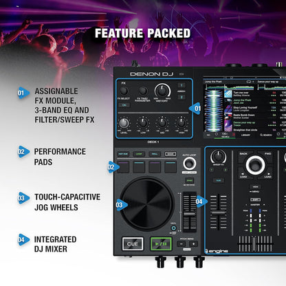 Denon DJ PRIMEGO Portable DJ Controller Mixer WIFI Streaming