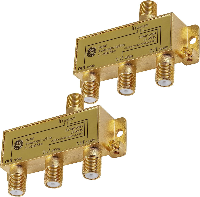 GE A2OD-485 3-Way Coaxial Cable Splitter 2-Pack — main product image
