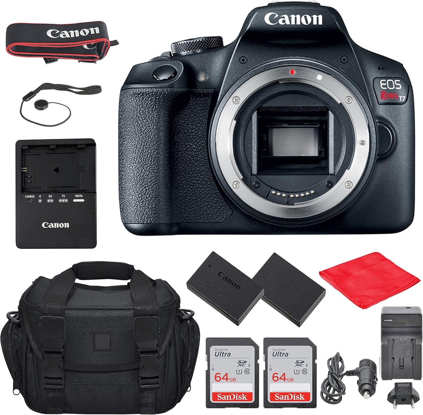 Canon T7 EOS Rebel DSLR Camera Body Bundle Renewed