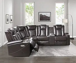 Lexicon Elodie Power Reclining Sectional Sofa Brown
