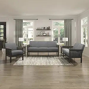 Lexicon 194840155973 McKenzie 3-Piece Gray Living Room Set