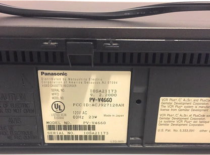 Panasonic PV-V4660 4-Head Hi-Fi VCR Recorder