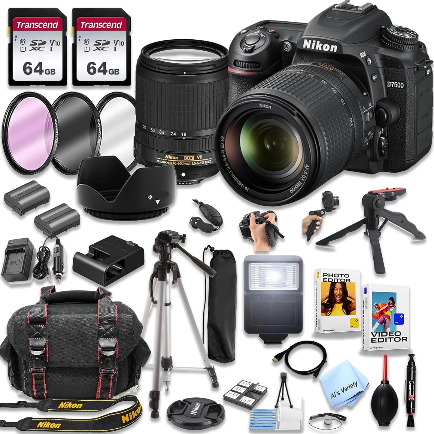 Nikon D7500 18-140mm VR Lens Kit Bundle (Renewed)