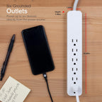 GE 45264 UltraPro 6-Outlet Surge Protector 2ft Cord