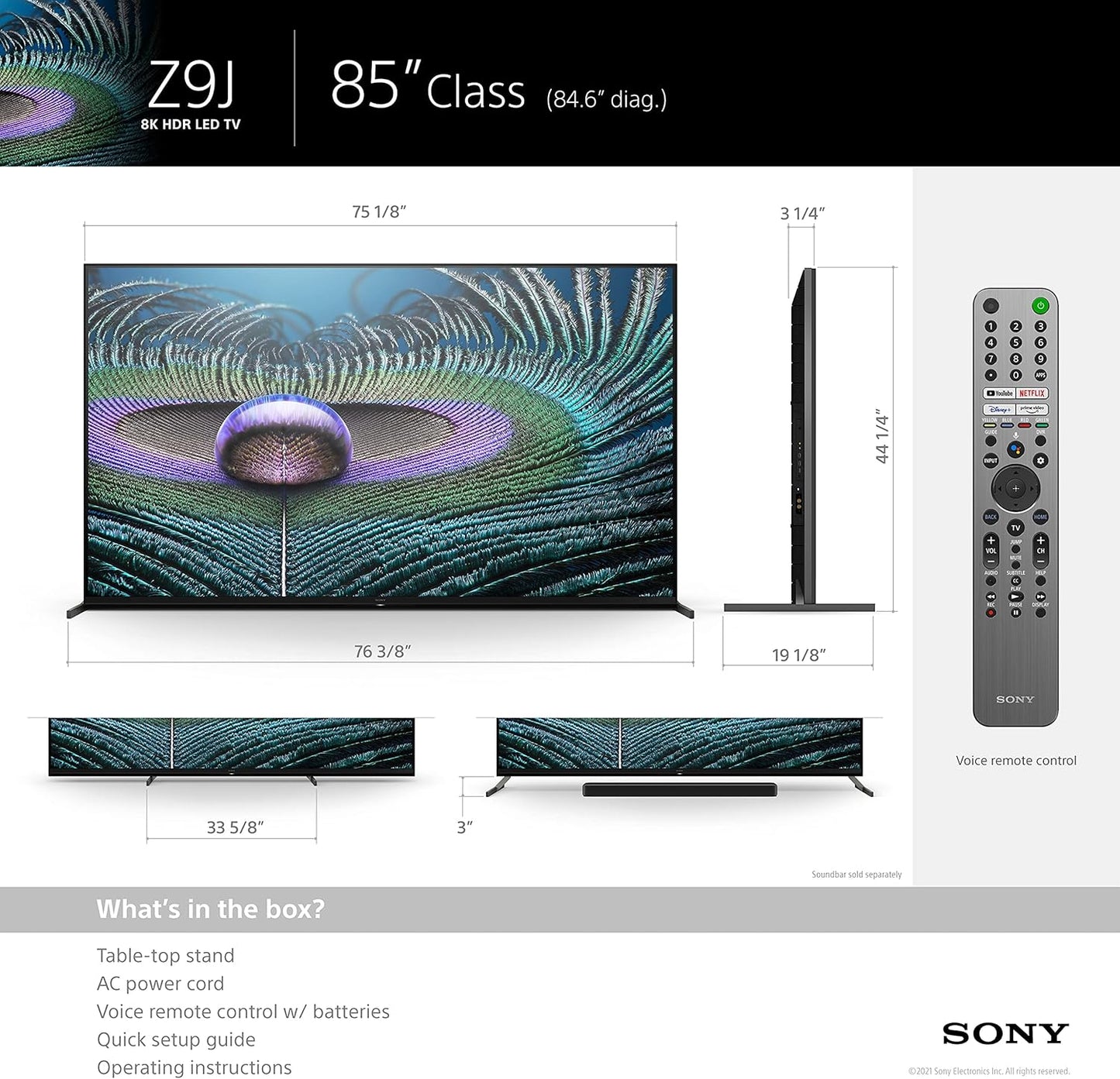 Sony XR-85Z9J 85-Inch 8K HDR TV Bundle Austere Used