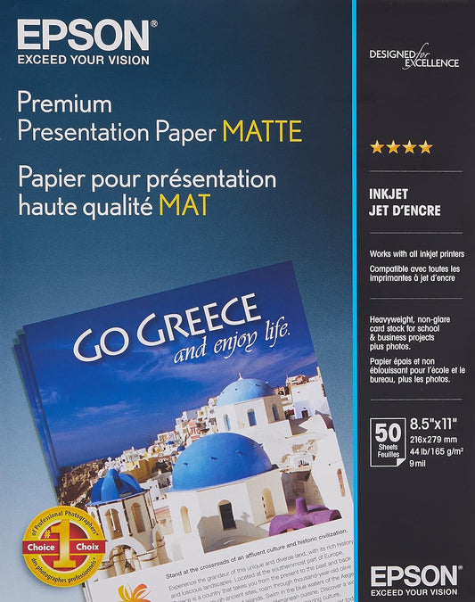 Epson S041257 Heavyweight Matte Paper 8.5x11 50 Sheets