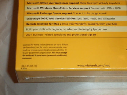 Microsoft Office '08 Home & Student for Mac 3-User Pack