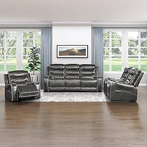 Lexicon 194840168829 Derringer Gray Reclining Living Room Set