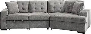 Lexicon 194840135968 Millstone Gray Sectional Sofa Ottoman