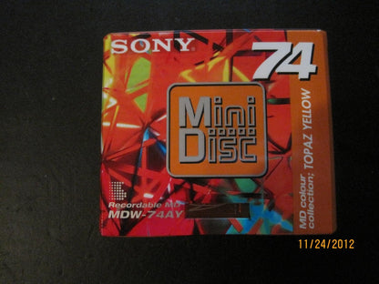 Sony MDW74CRY Blank MiniDisc 74 Minutes - Topaz Yellow