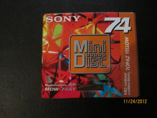 Sony MDW74CRY Blank MiniDisc 74 Minutes - Topaz Yellow