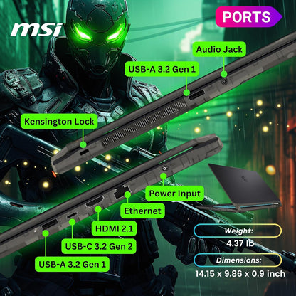 MSI Cyborg 15 - Gaming Laptop, Core Ultra 7, RTX 4050, 32GB RAM, 1TB SSD