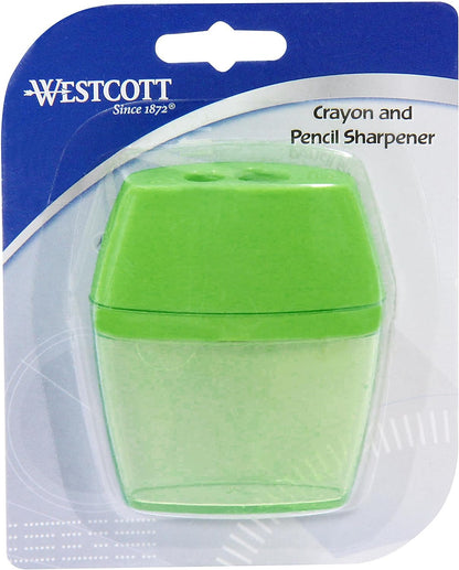 Westcott 15234 2-Hole Crayon and Pencil Sharpener Assorted