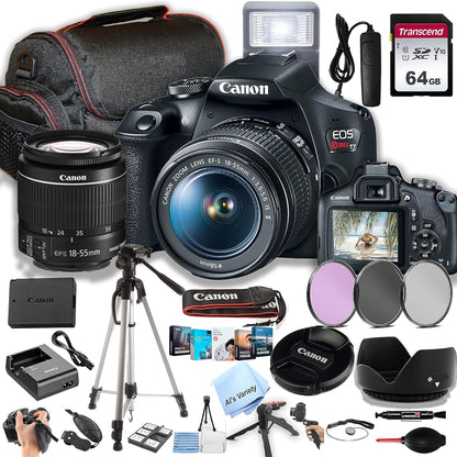 Canon Rebel T7 DSLR Camera 18-55mm Lens Bundle Renewed