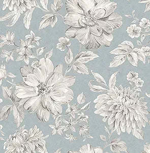 Crown M1549 Lucia Blue Botanical Wallpaper