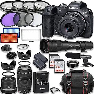 Canon 4147C002 EOS R7 Mirrorless Camera Lens Bundle
