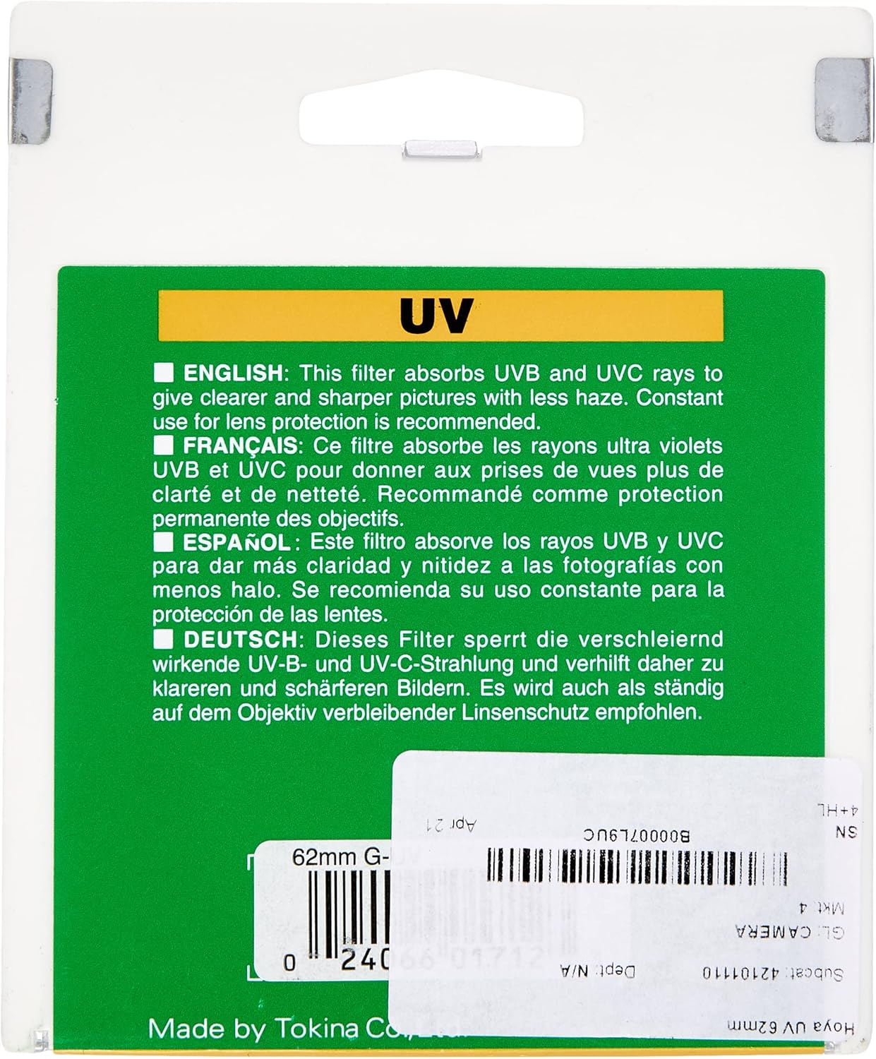 Hoya 1944 62mm UV Haze Protection Filter