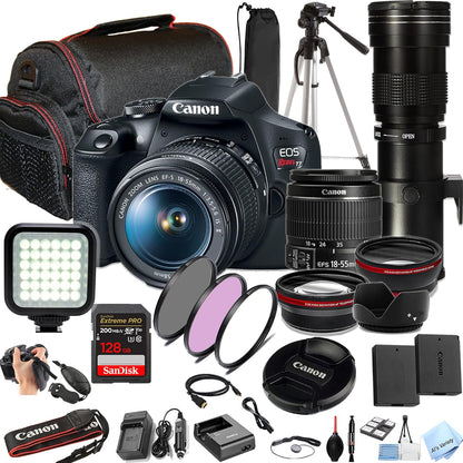 Canon Rebel T7 DSLR Kit 18-55mm+Telephoto Lens(Renewed)