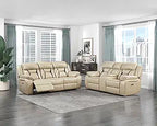 Lexicon 194840225089 Wall-Hugger Power Reclining Sofa Set Beige