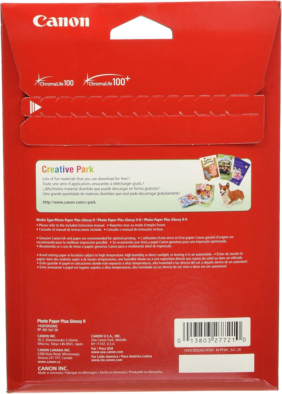 Canon 1432C002 Photo Paper Plus Glossy II 5x7