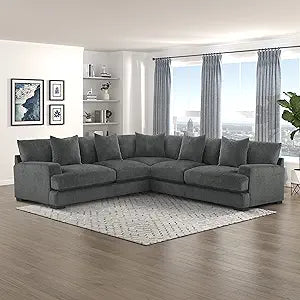 Lexicon 194840172567 Quinby Modular Sectional Sofa - 5-Seater, Gray — main product image