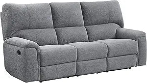 Lexicon Orofino 84" Manual Double Reclining Sofa Charcoal