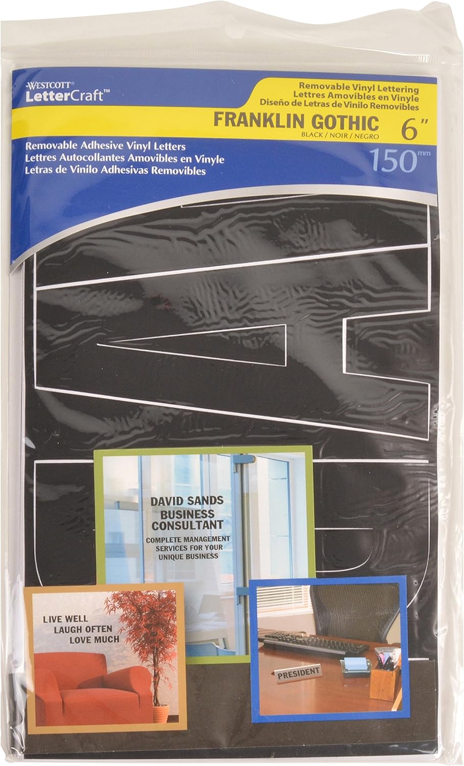 Westcott 15860 LetterCraft 6-Inch Removable Vinyl Letters - Black